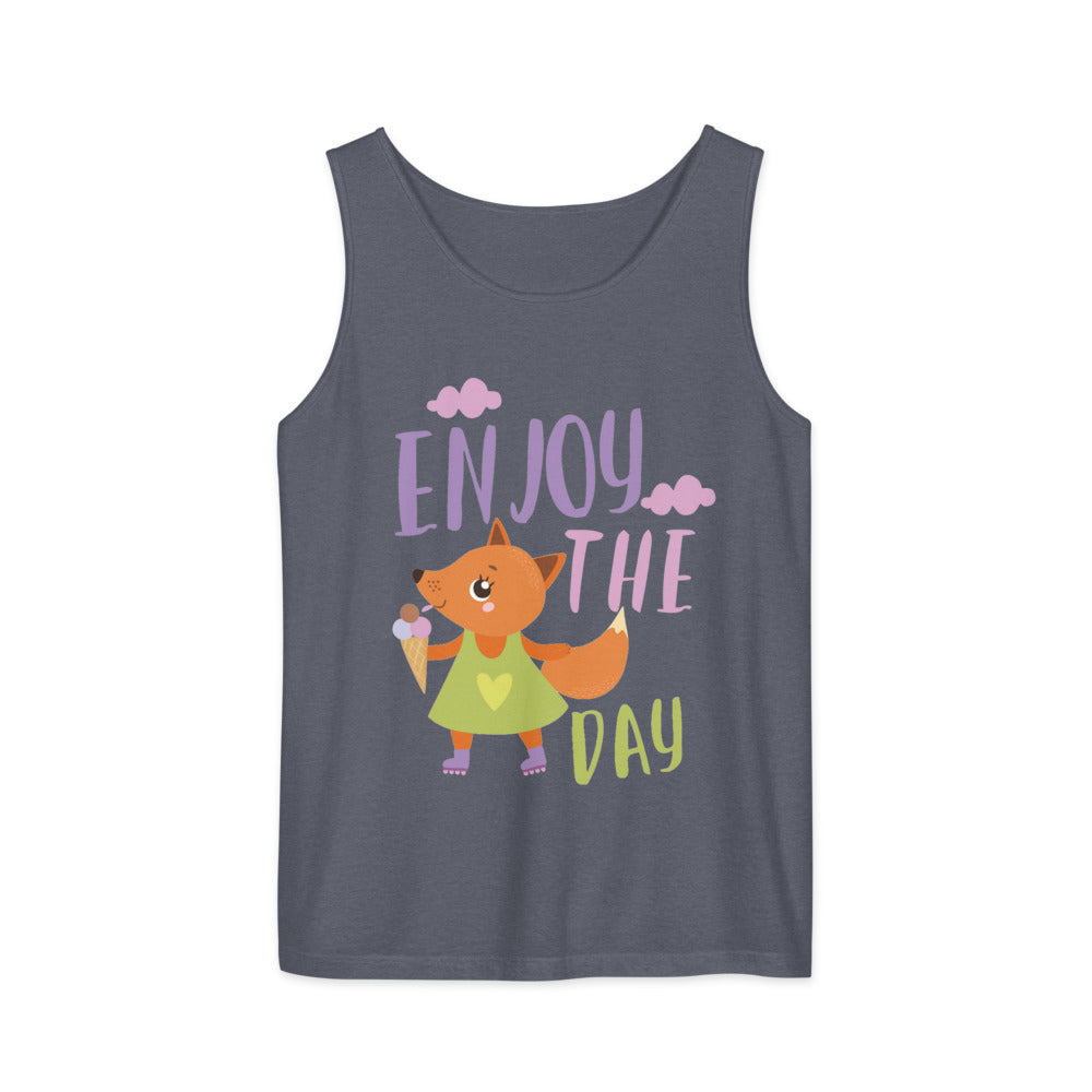 Orange fox - Ẹnoy the day | Unisex Garment-Dyed Tank Top | Comfort Colors 9360