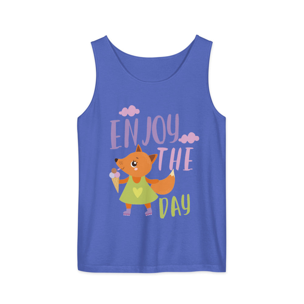 Orange fox - Ẹnoy the day | Unisex Garment-Dyed Tank Top | Comfort Colors 9360