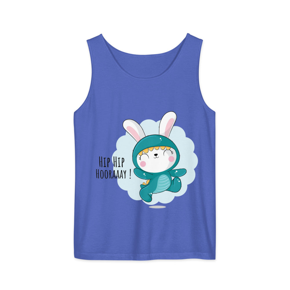 Green rabbit - HIP HIP HOORAAAY | Unisex Garment-Dyed Tank Top | Comfort Colors 9360