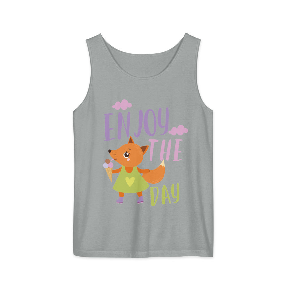 Orange fox - Ẹnoy the day | Unisex Garment-Dyed Tank Top | Comfort Colors 9360