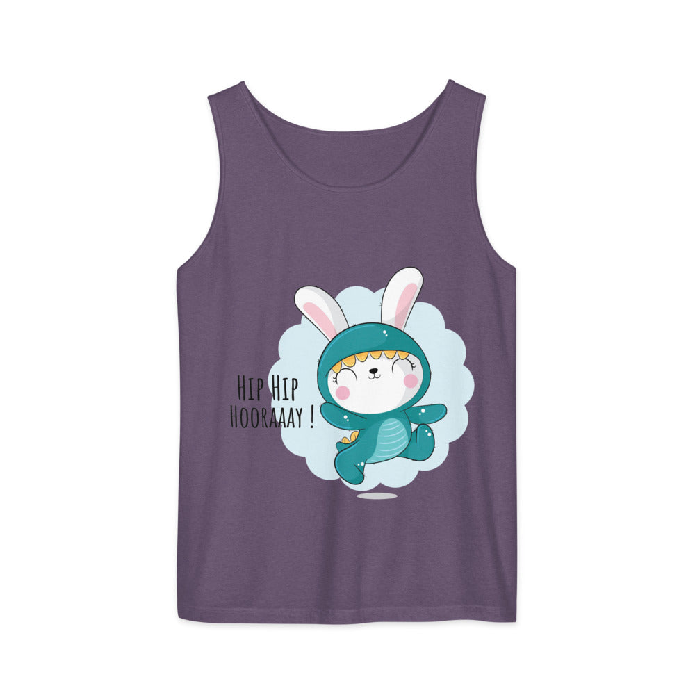 Green rabbit - HIP HIP HOORAAAY | Unisex Garment-Dyed Tank Top | Comfort Colors 9360