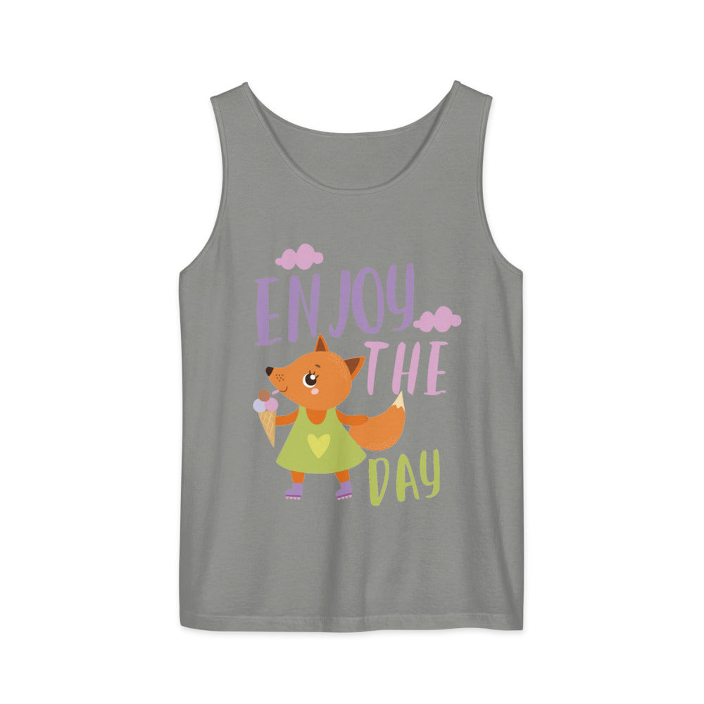 Orange fox - Ẹnoy the day | Unisex Garment-Dyed Tank Top | Comfort Colors 9360