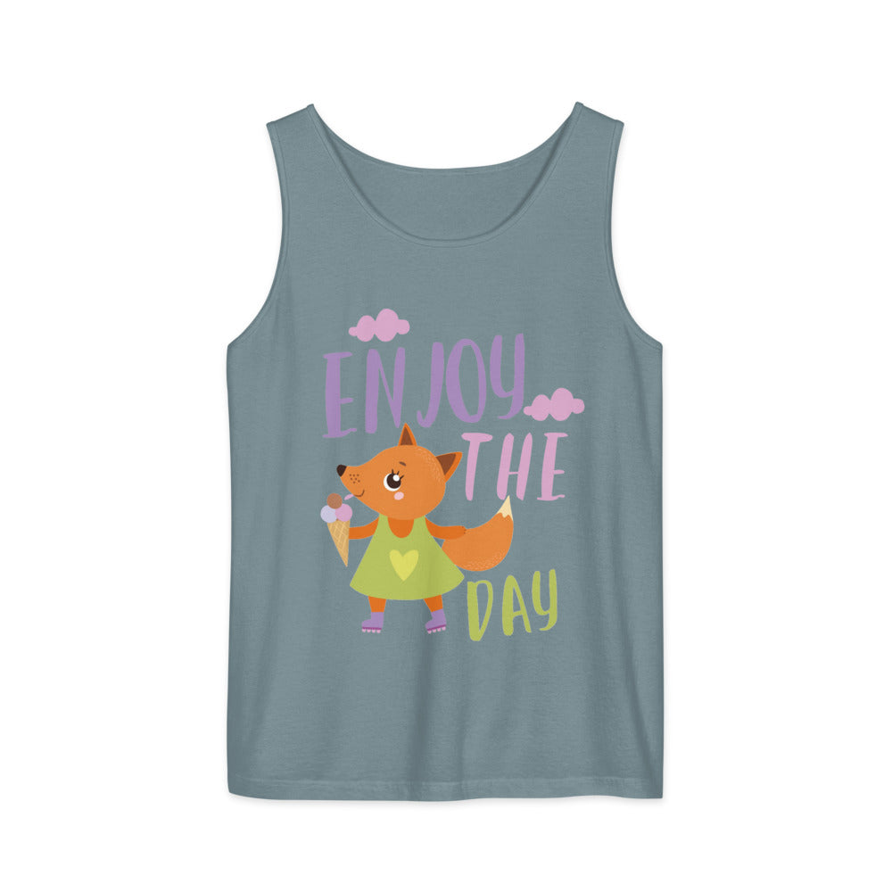 Orange fox - Ẹnoy the day | Unisex Garment-Dyed Tank Top | Comfort Colors 9360