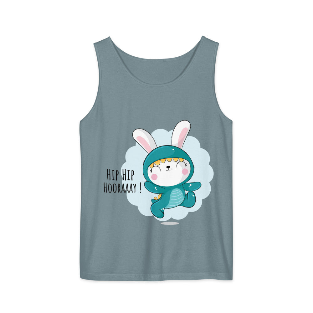 Green rabbit - HIP HIP HOORAAAY | Unisex Garment-Dyed Tank Top | Comfort Colors 9360
