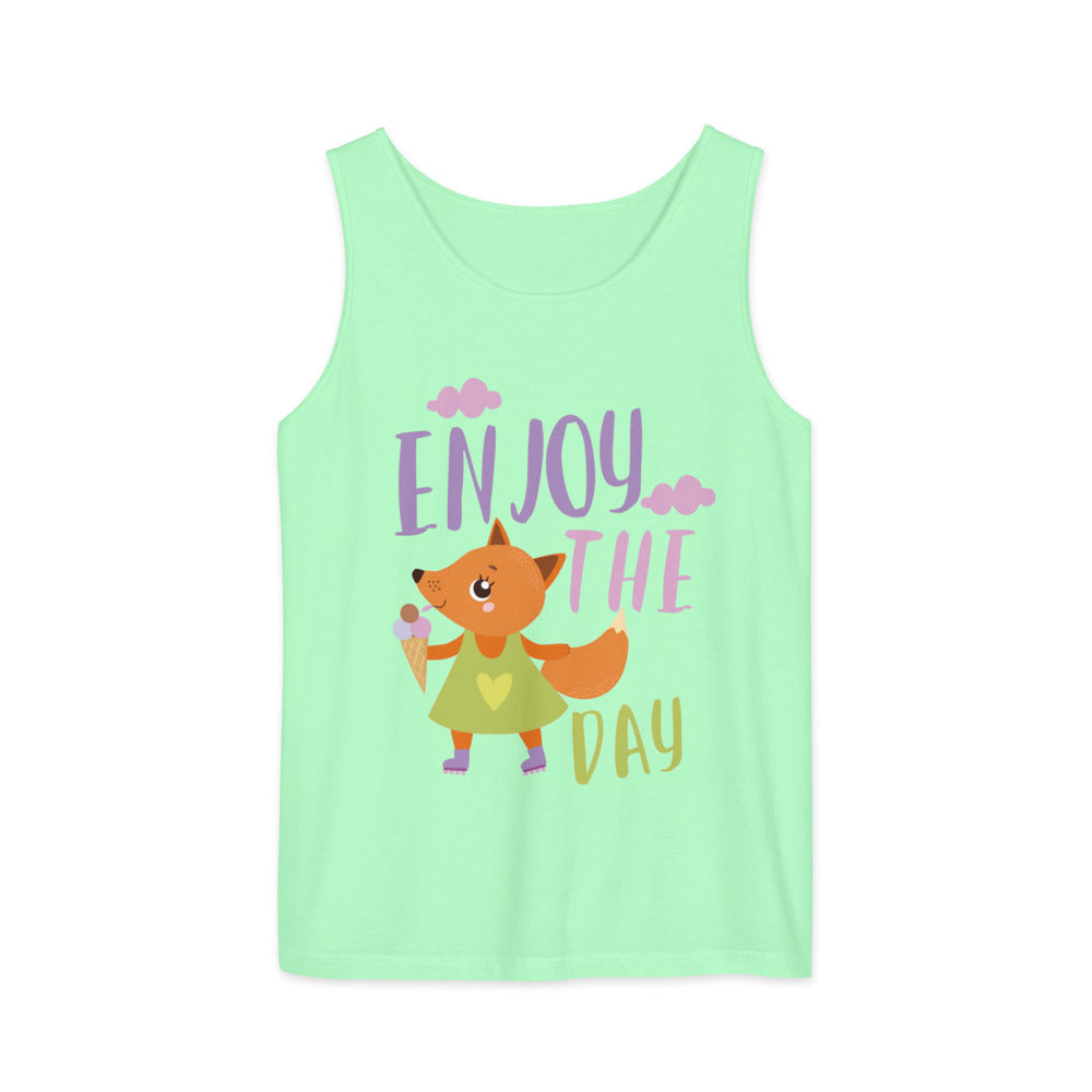 Orange fox - Ẹnoy the day | Unisex Garment-Dyed Tank Top | Comfort Colors 9360
