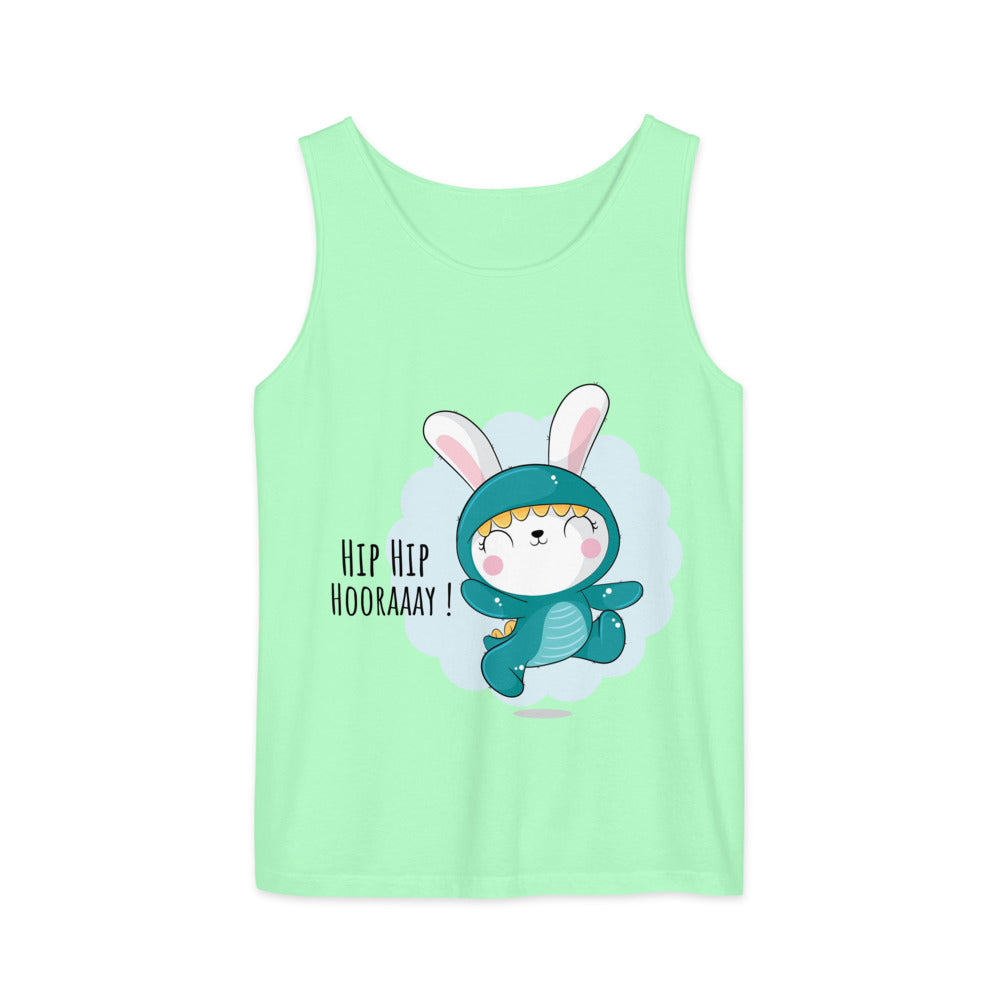 Green rabbit - HIP HIP HOORAAAY | Unisex Garment-Dyed Tank Top | Comfort Colors 9360