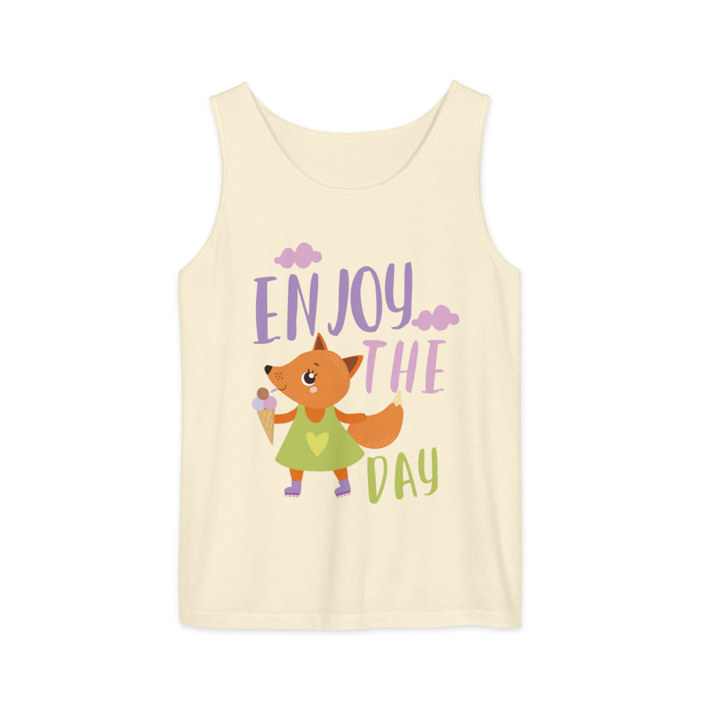 Orange fox - Ẹnoy the day | Unisex Garment-Dyed Tank Top | Comfort Colors 9360