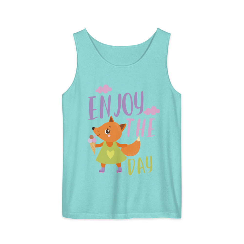 Orange fox - Ẹnoy the day | Unisex Garment-Dyed Tank Top | Comfort Colors 9360