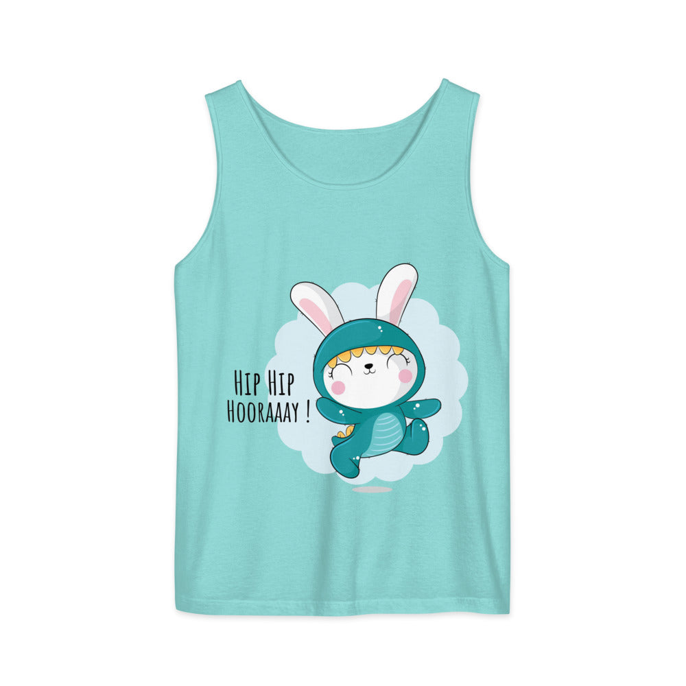 Green rabbit - HIP HIP HOORAAAY | Unisex Garment-Dyed Tank Top | Comfort Colors 9360