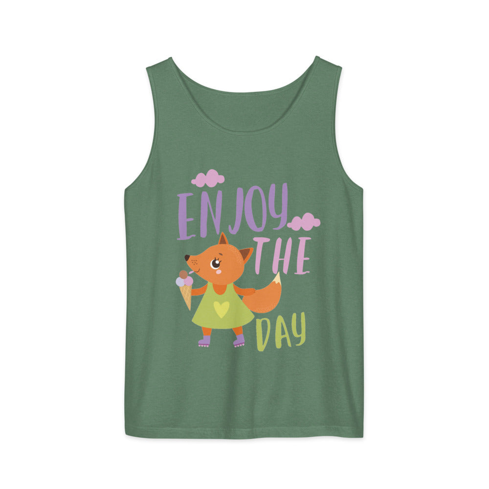 Orange fox - Ẹnoy the day | Unisex Garment-Dyed Tank Top | Comfort Colors 9360
