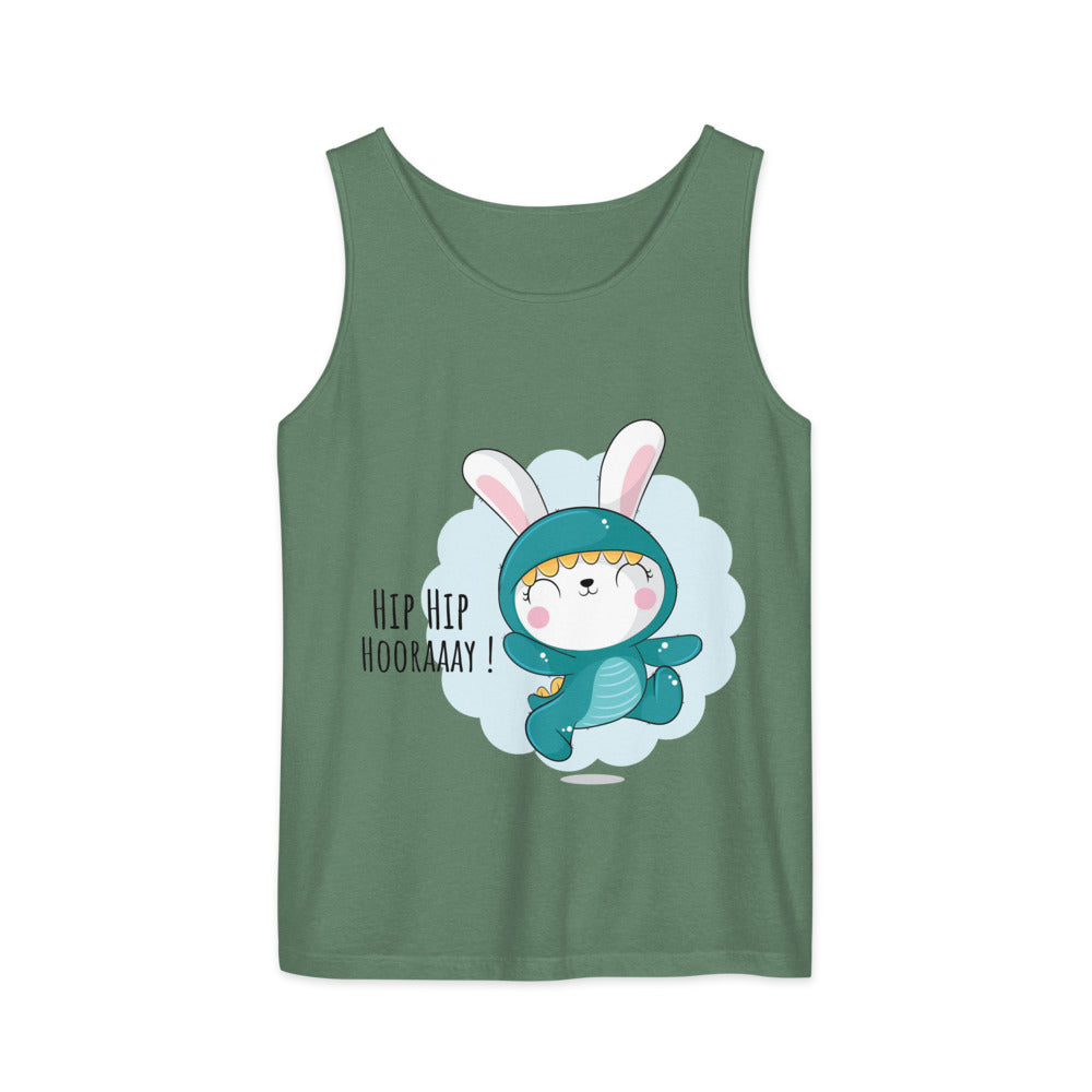 Green rabbit - HIP HIP HOORAAAY | Unisex Garment-Dyed Tank Top | Comfort Colors 9360