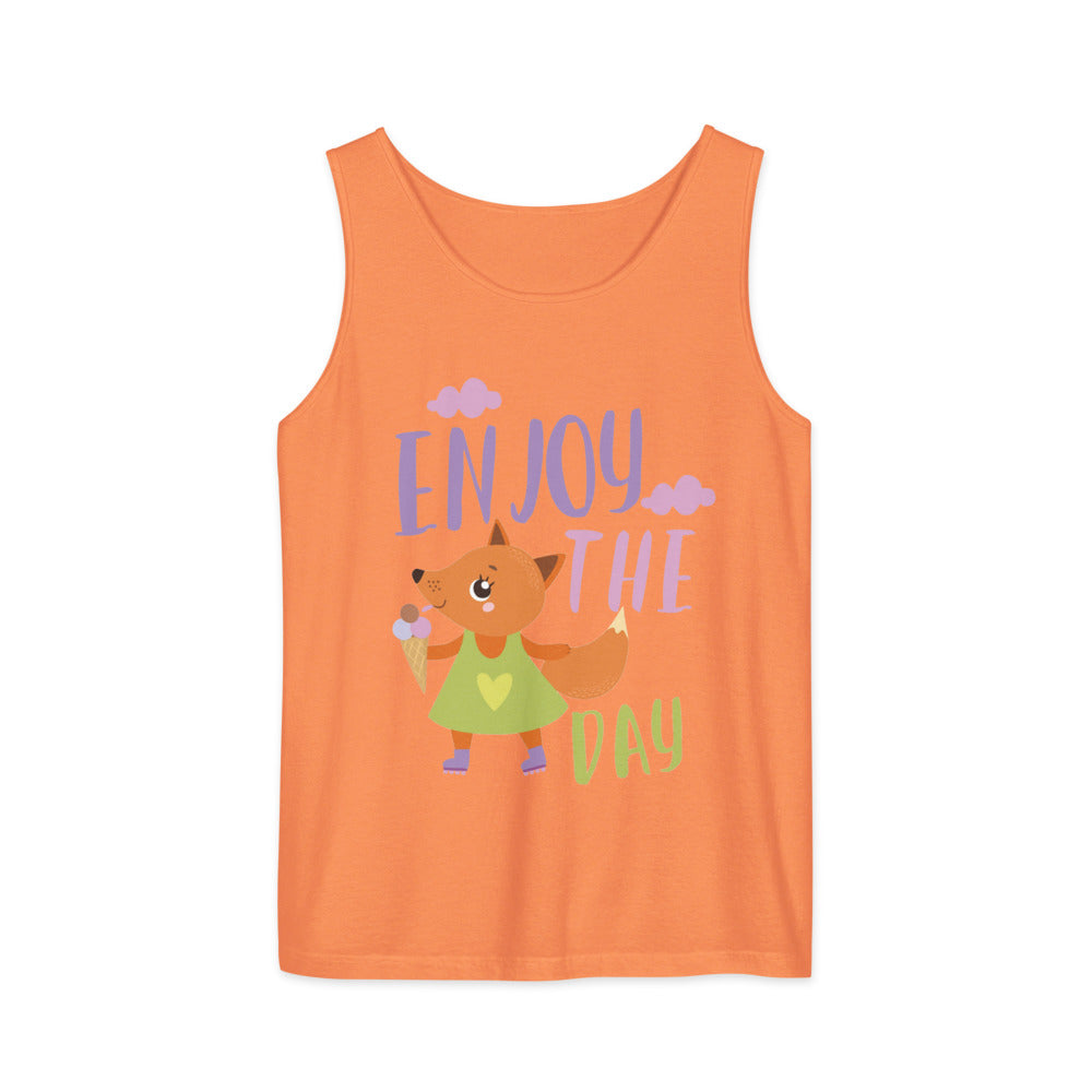 Orange fox - Ẹnoy the day | Unisex Garment-Dyed Tank Top | Comfort Colors 9360