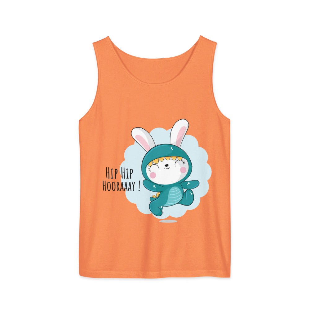 Green rabbit - HIP HIP HOORAAAY | Unisex Garment-Dyed Tank Top | Comfort Colors 9360