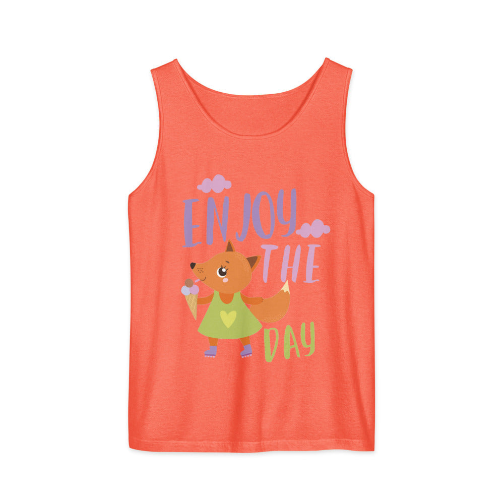 Orange fox - Ẹnoy the day | Unisex Garment-Dyed Tank Top | Comfort Colors 9360