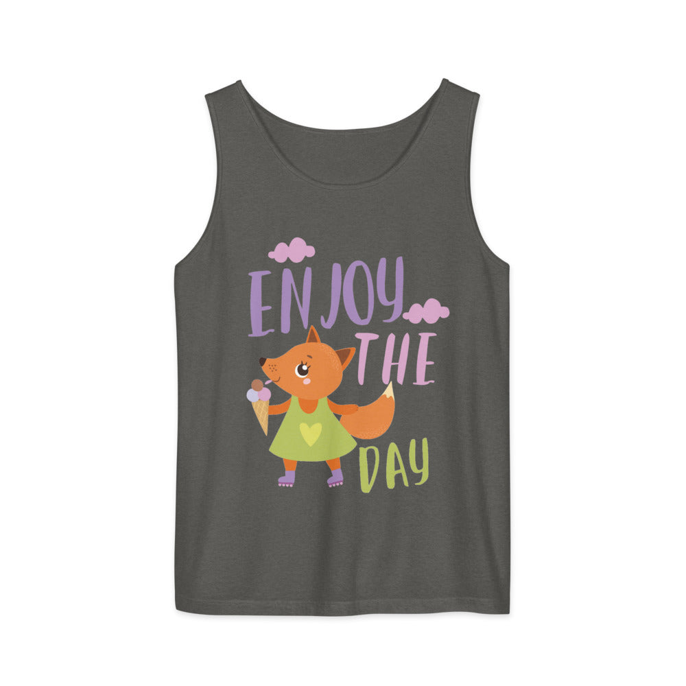 Orange fox - Ẹnoy the day | Unisex Garment-Dyed Tank Top | Comfort Colors 9360