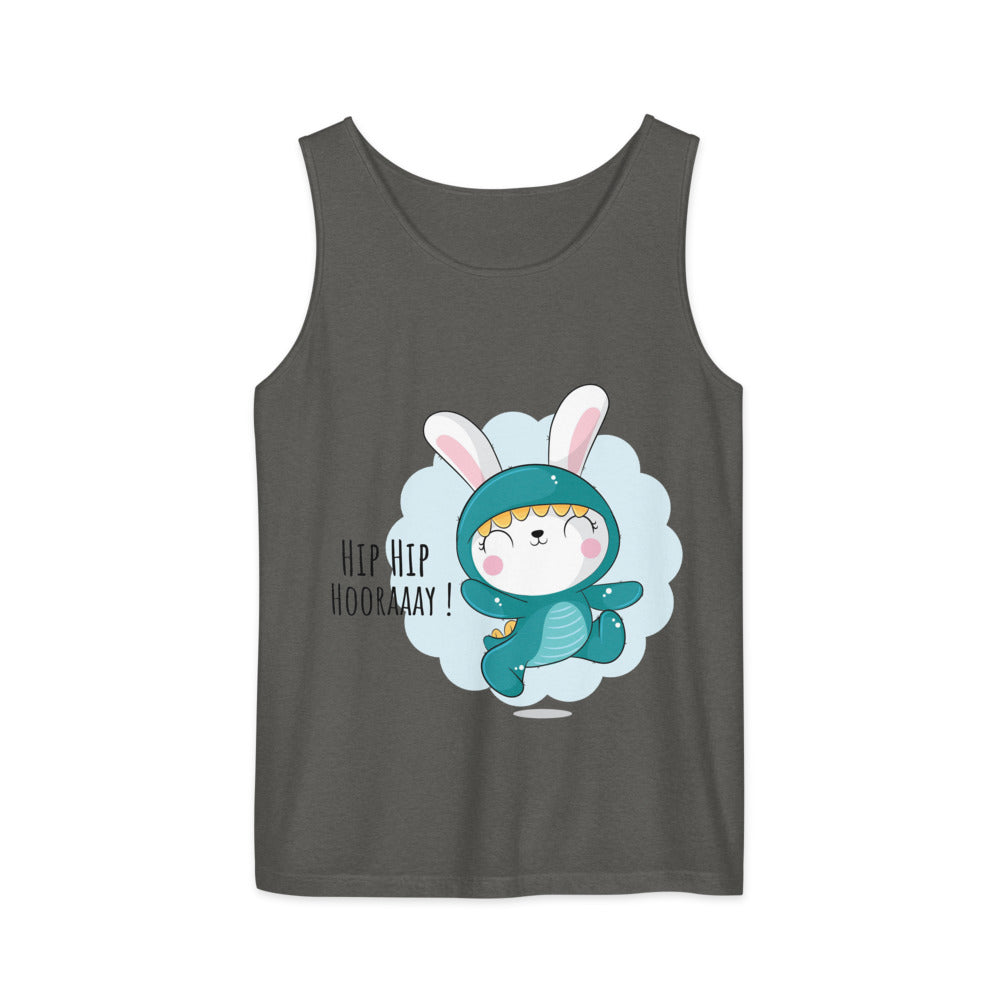 Green rabbit - HIP HIP HOORAAAY | Unisex Garment-Dyed Tank Top | Comfort Colors 9360