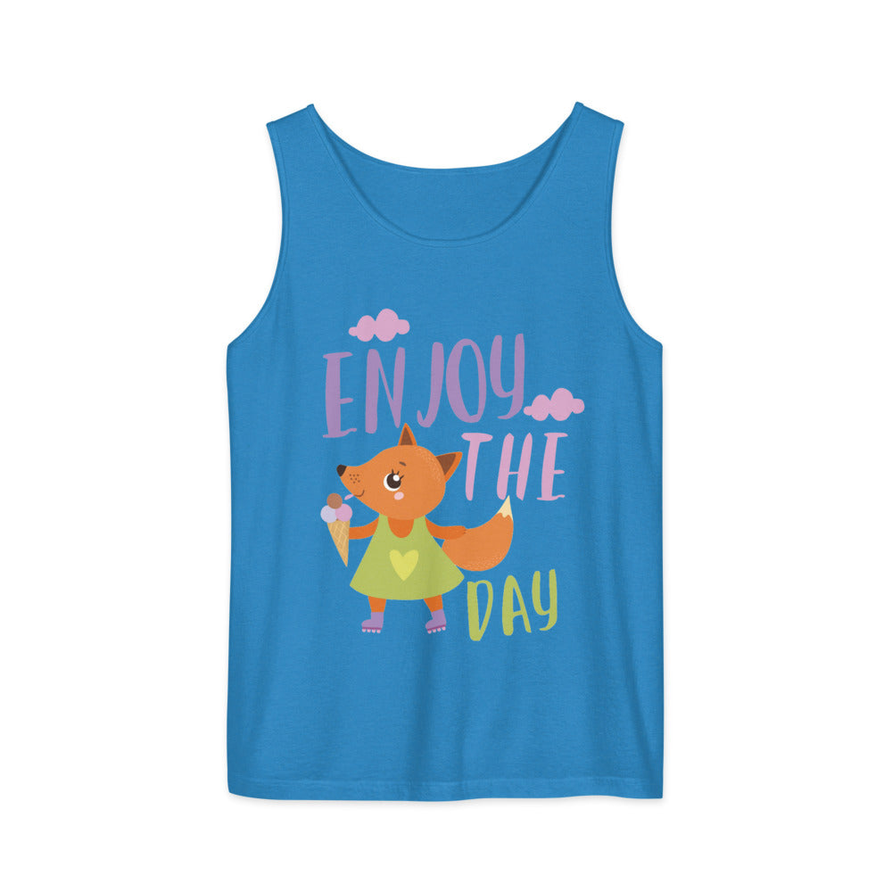 Orange fox - Ẹnoy the day | Unisex Garment-Dyed Tank Top | Comfort Colors 9360