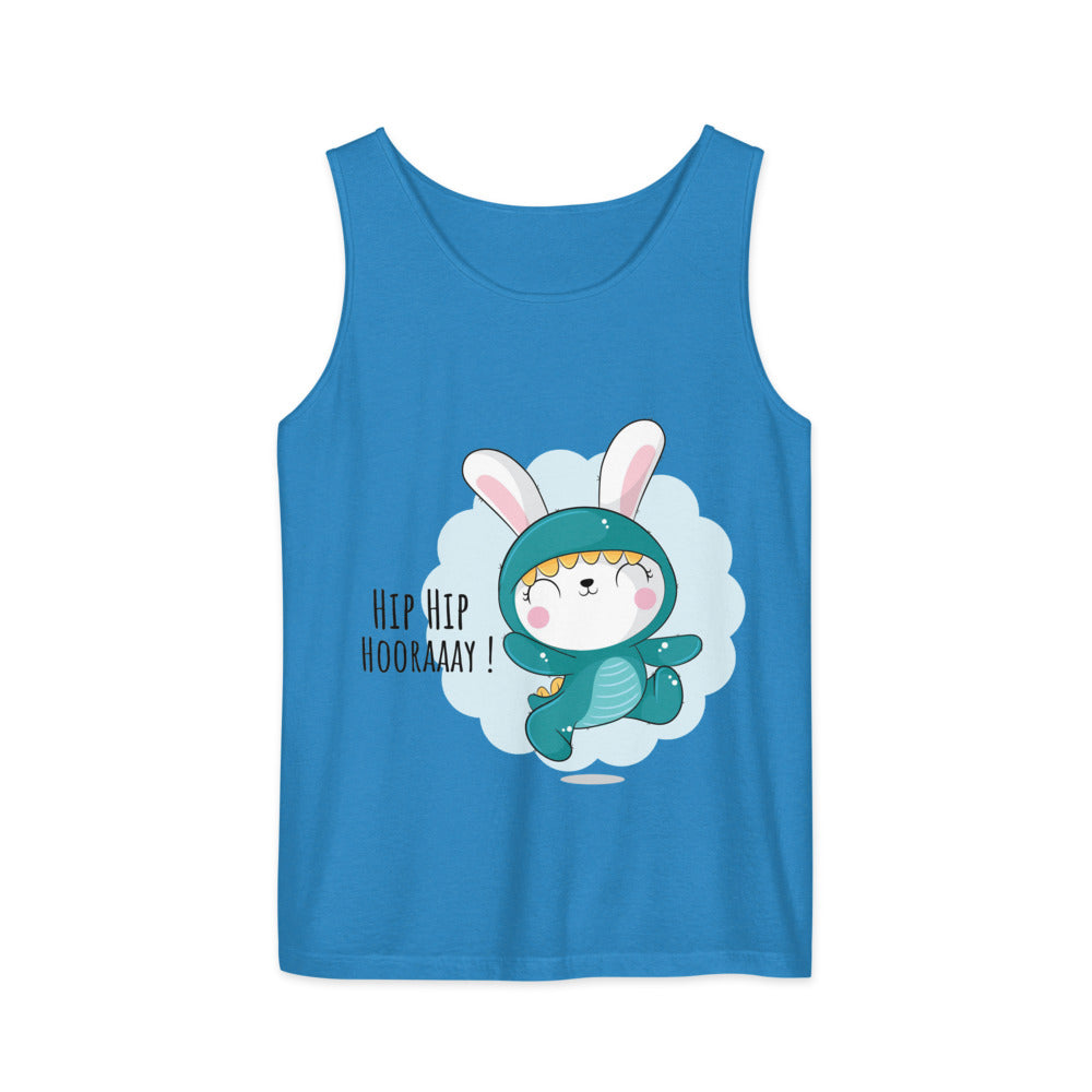 Green rabbit - HIP HIP HOORAAAY | Unisex Garment-Dyed Tank Top | Comfort Colors 9360