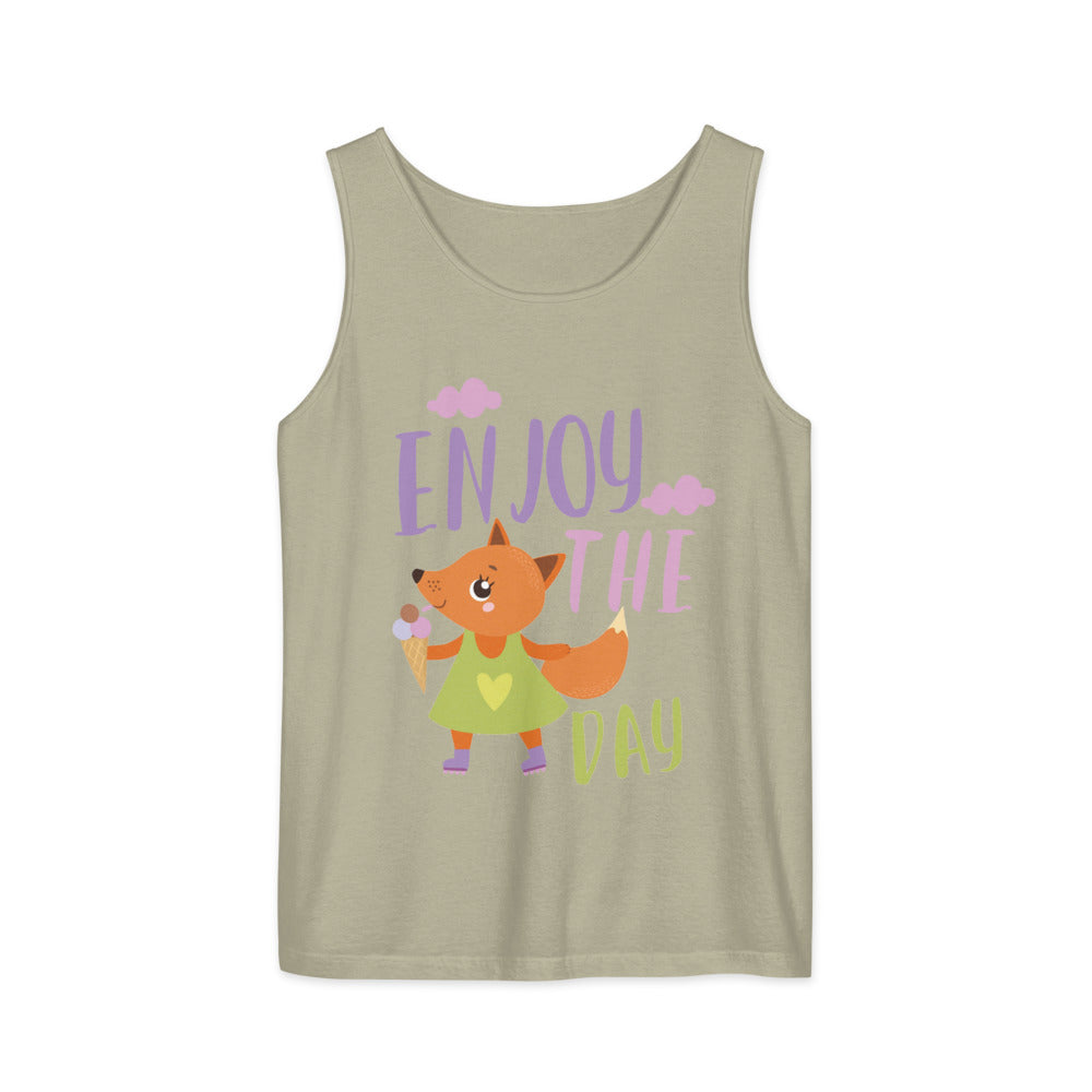 Orange fox - Ẹnoy the day | Unisex Garment-Dyed Tank Top | Comfort Colors 9360