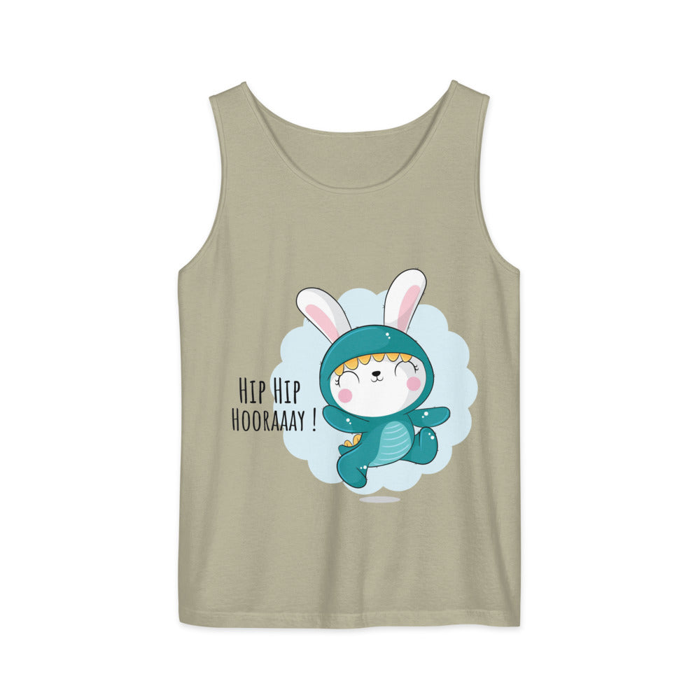 Green rabbit - HIP HIP HOORAAAY | Unisex Garment-Dyed Tank Top | Comfort Colors 9360