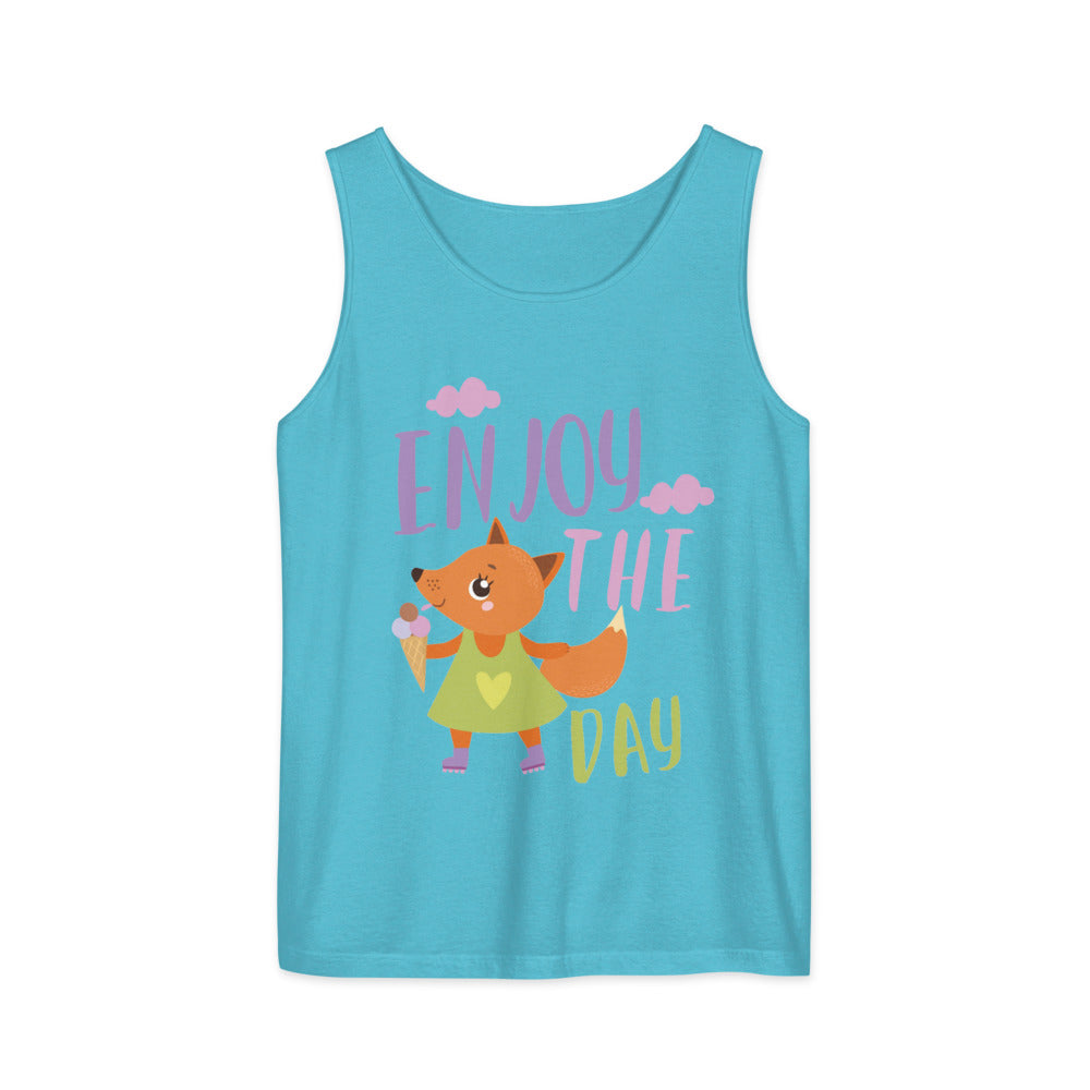 Orange fox - Ẹnoy the day | Unisex Garment-Dyed Tank Top | Comfort Colors 9360