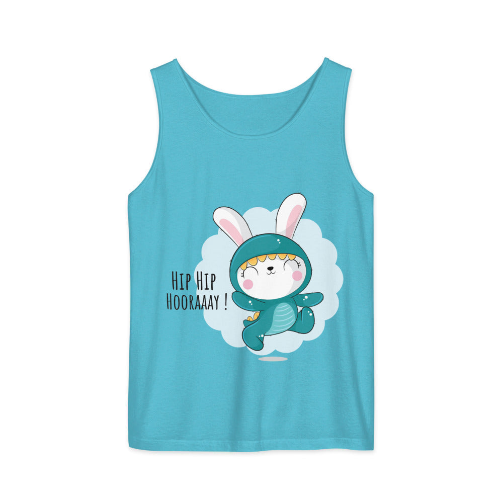 Green rabbit - HIP HIP HOORAAAY | Unisex Garment-Dyed Tank Top | Comfort Colors 9360