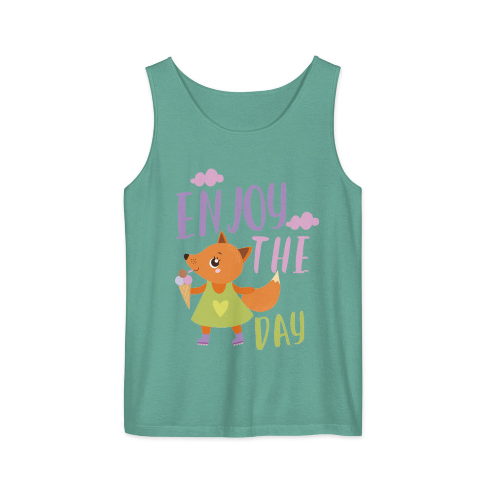 Orange fox - Ẹnoy the day | Unisex Garment-Dyed Tank Top | Comfort Colors 9360