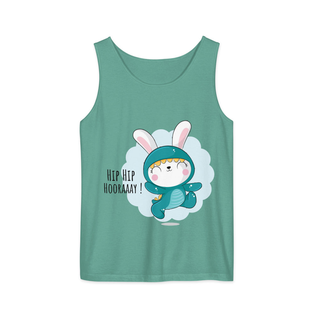 Green rabbit - HIP HIP HOORAAAY | Unisex Garment-Dyed Tank Top | Comfort Colors 9360