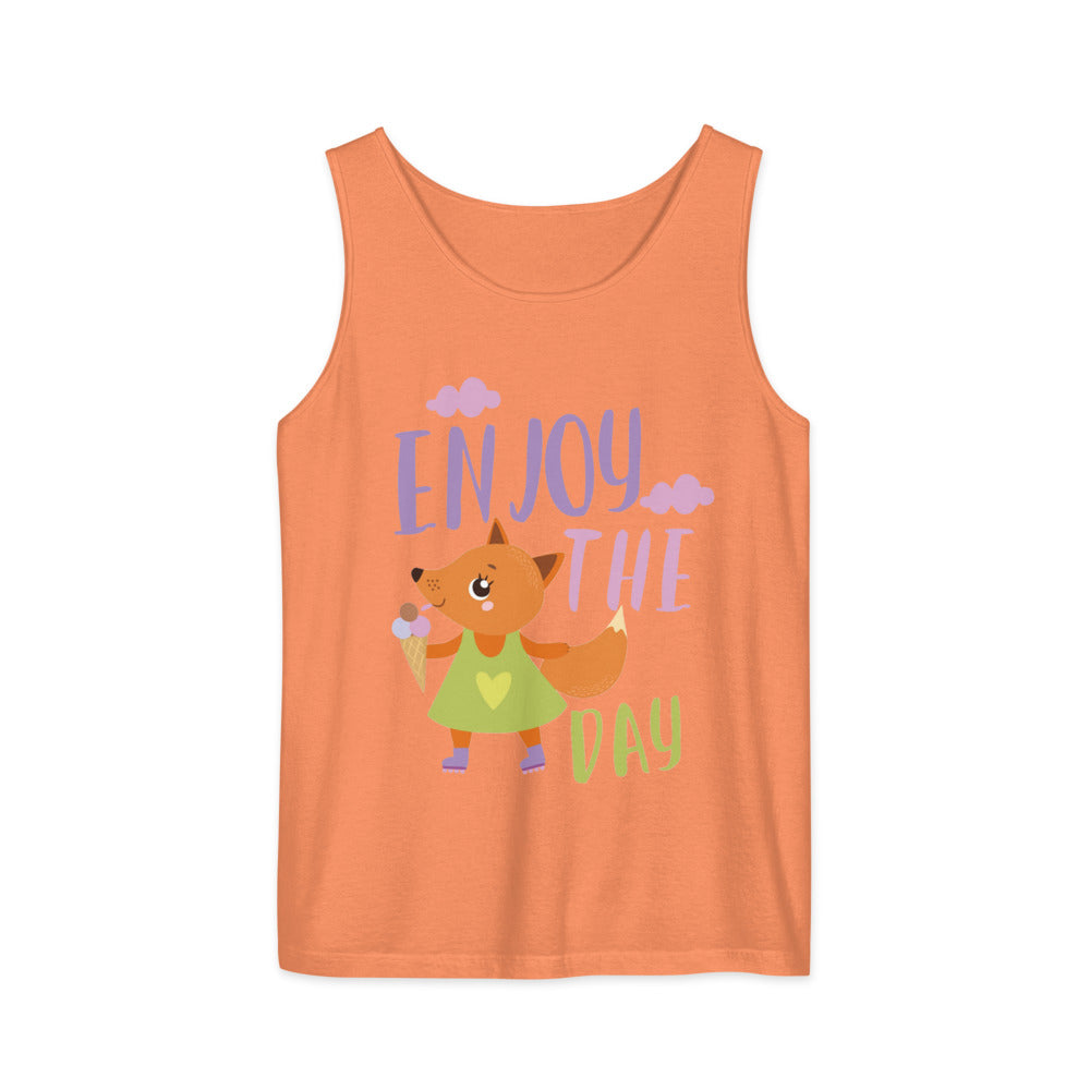 Orange fox - Ẹnoy the day | Unisex Garment-Dyed Tank Top | Comfort Colors 9360