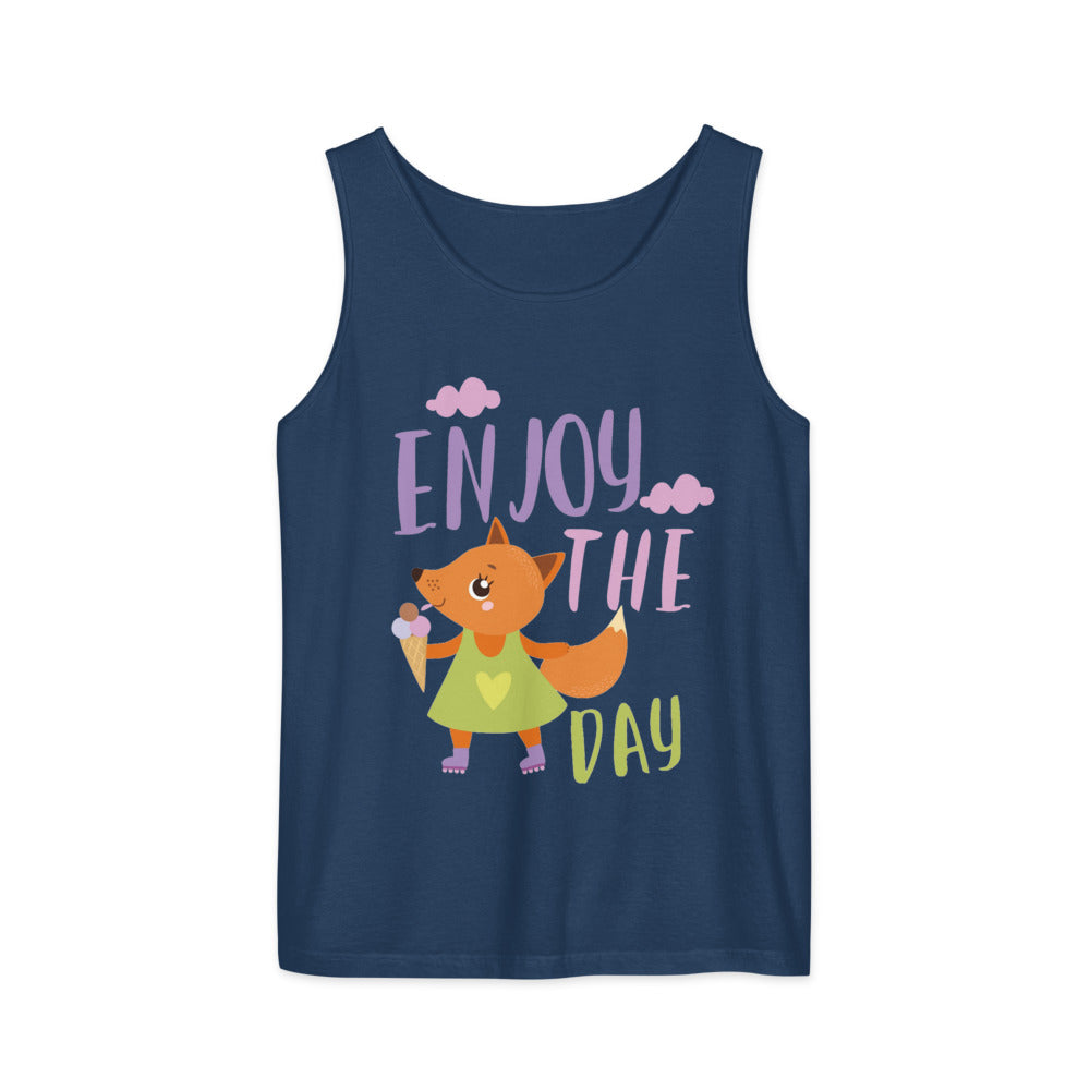 Orange fox - Ẹnoy the day | Unisex Garment-Dyed Tank Top | Comfort Colors 9360