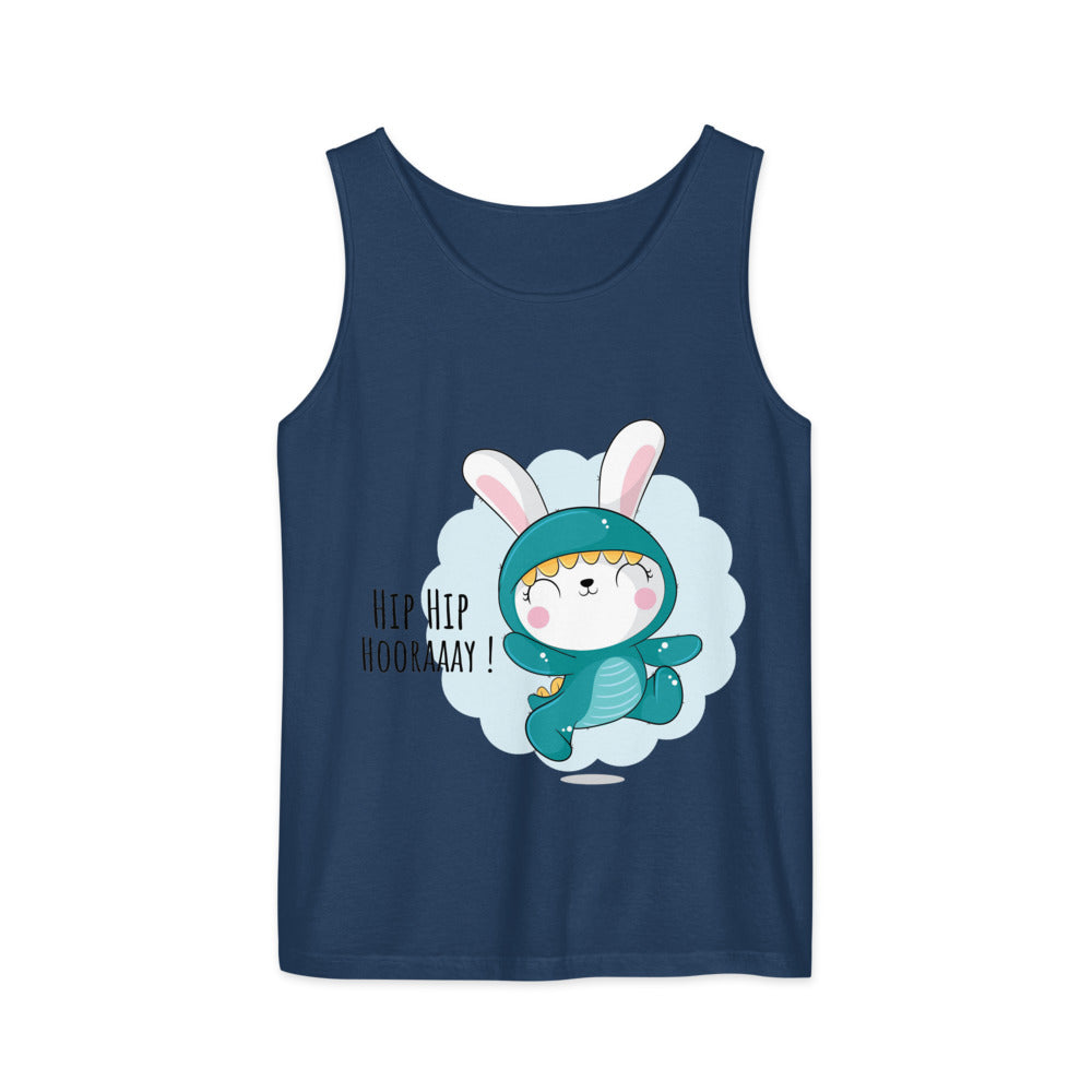 Green rabbit - HIP HIP HOORAAAY | Unisex Garment-Dyed Tank Top | Comfort Colors 9360