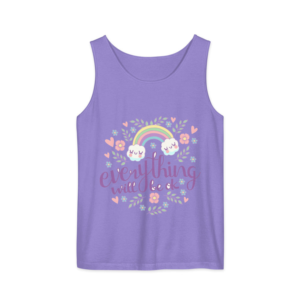 Rainbow - Everything will be ok | Unisex Garment-Dyed Tank Top | Comfort Colors 9360