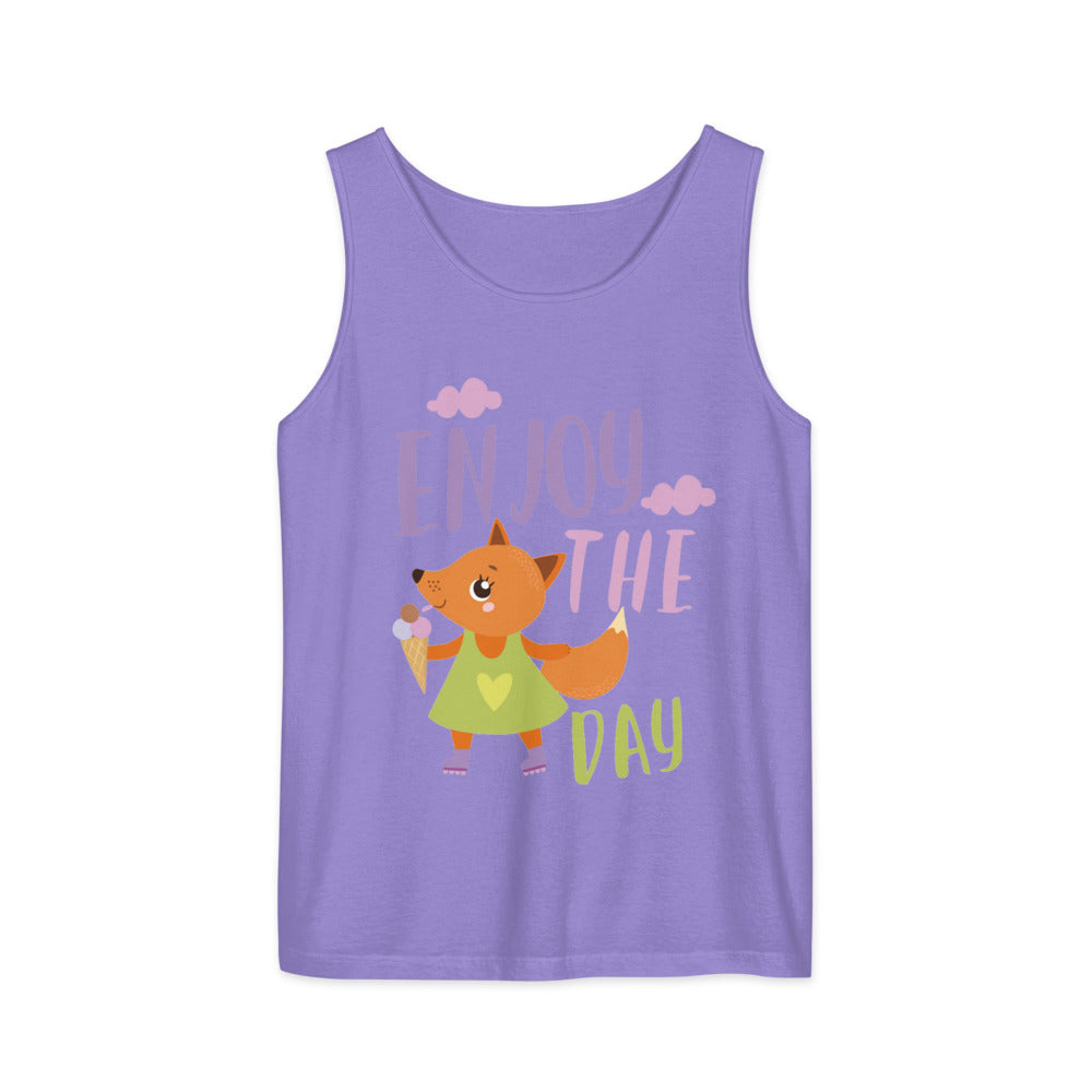 Orange fox - Ẹnoy the day | Unisex Garment-Dyed Tank Top | Comfort Colors 9360