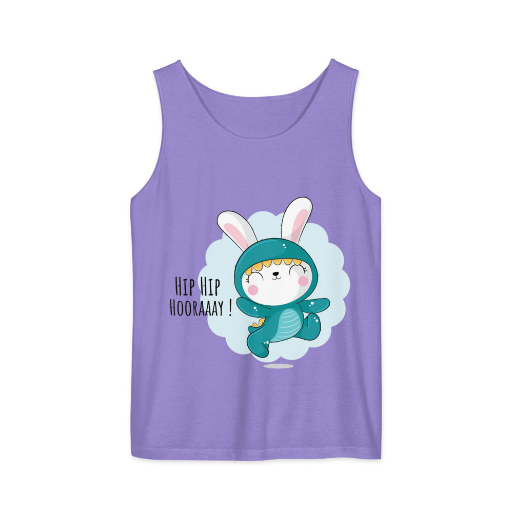 Green rabbit - HIP HIP HOORAAAY | Unisex Garment-Dyed Tank Top | Comfort Colors 9360