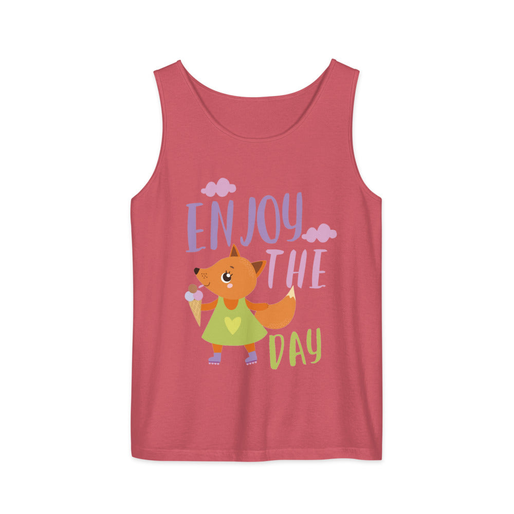 Orange fox - Ẹnoy the day | Unisex Garment-Dyed Tank Top | Comfort Colors 9360