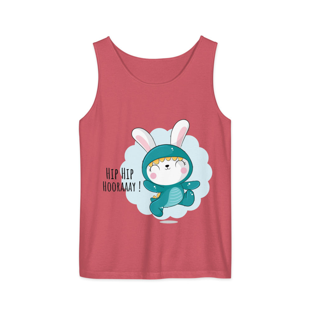 Green rabbit - HIP HIP HOORAAAY | Unisex Garment-Dyed Tank Top | Comfort Colors 9360