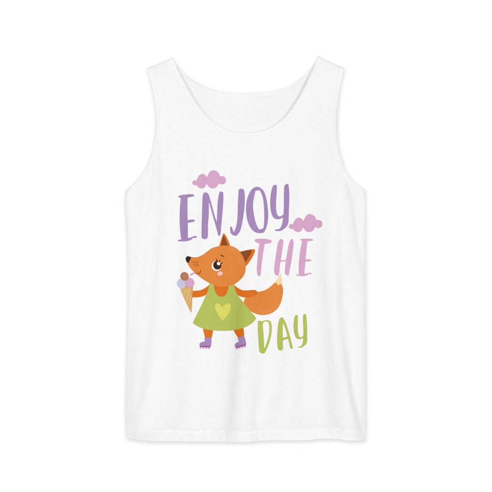 Orange fox - Ẹnoy the day | Unisex Garment-Dyed Tank Top | Comfort Colors 9360