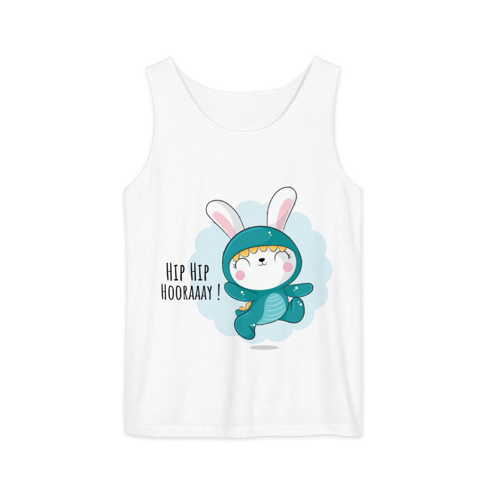Green rabbit - HIP HIP HOORAAAY | Unisex Garment-Dyed Tank Top | Comfort Colors 9360