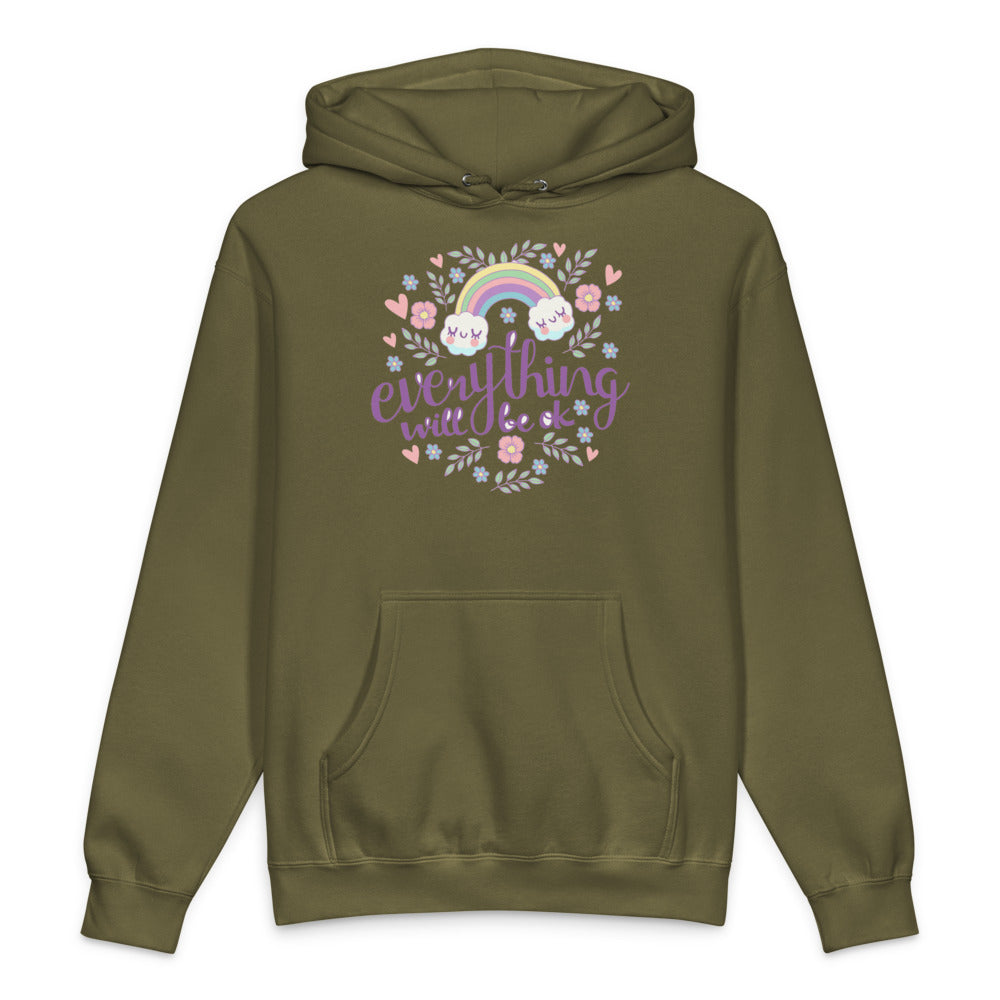 Rainbow - Everything will be ok | Unisex Heavyweight Hooded Sweatshirt | Independent Trading Co. IND4000