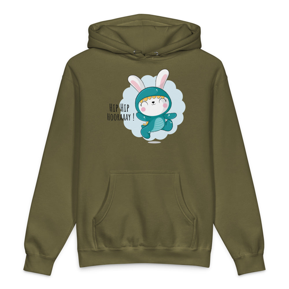 Green rabbit - HIP HIP HOORAAAY | Unisex Heavyweight Hooded Sweatshirt | Independent Trading Co. IND4000
