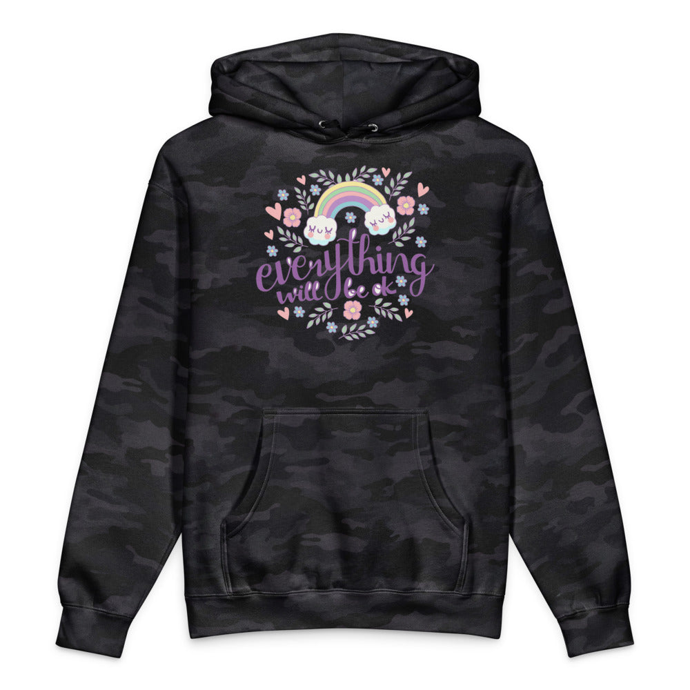 Rainbow - Everything will be ok | Unisex Heavyweight Hooded Sweatshirt | Independent Trading Co. IND4000