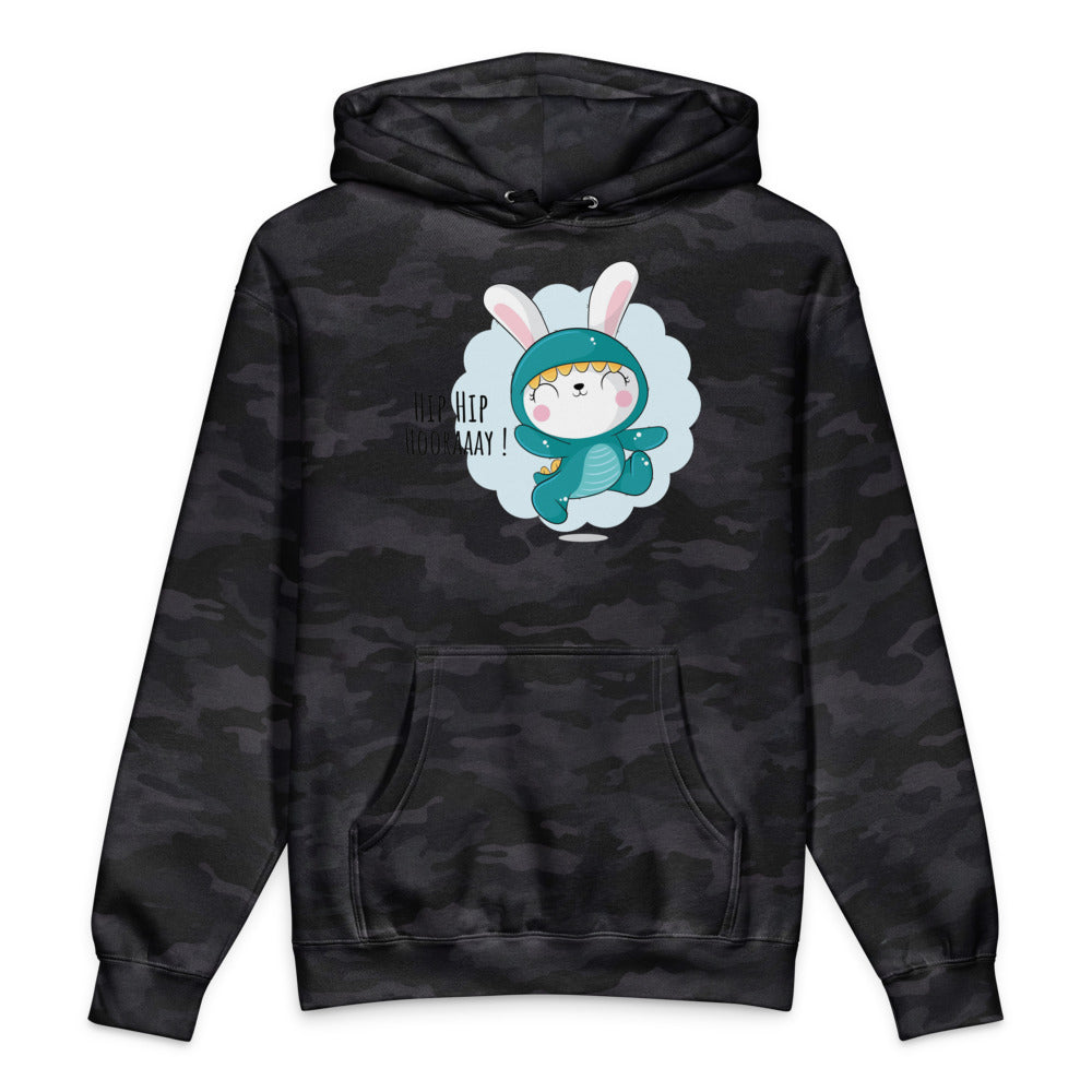 Green rabbit - HIP HIP HOORAAAY | Unisex Heavyweight Hooded Sweatshirt | Independent Trading Co. IND4000