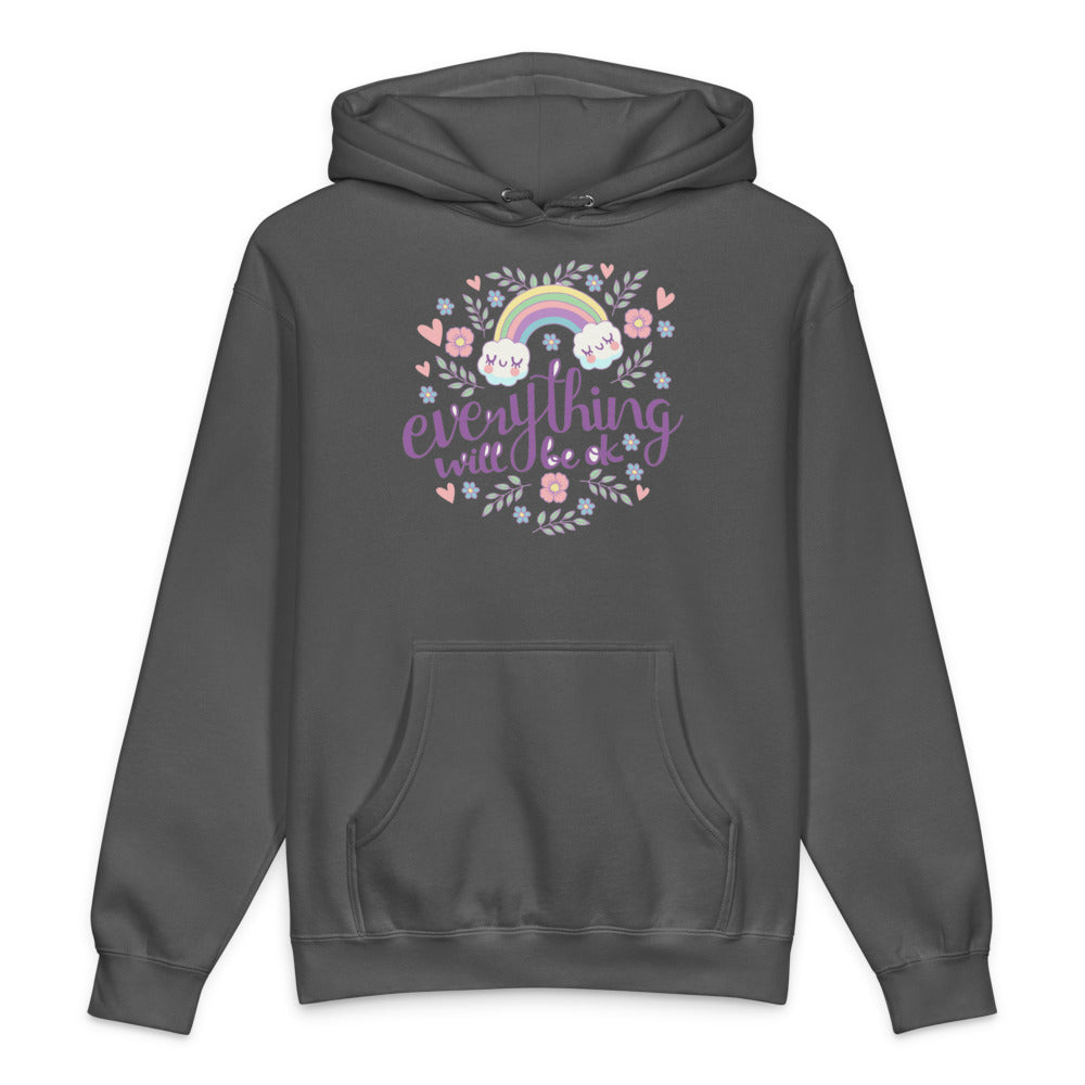 Rainbow - Everything will be ok | Unisex Heavyweight Hooded Sweatshirt | Independent Trading Co. IND4000