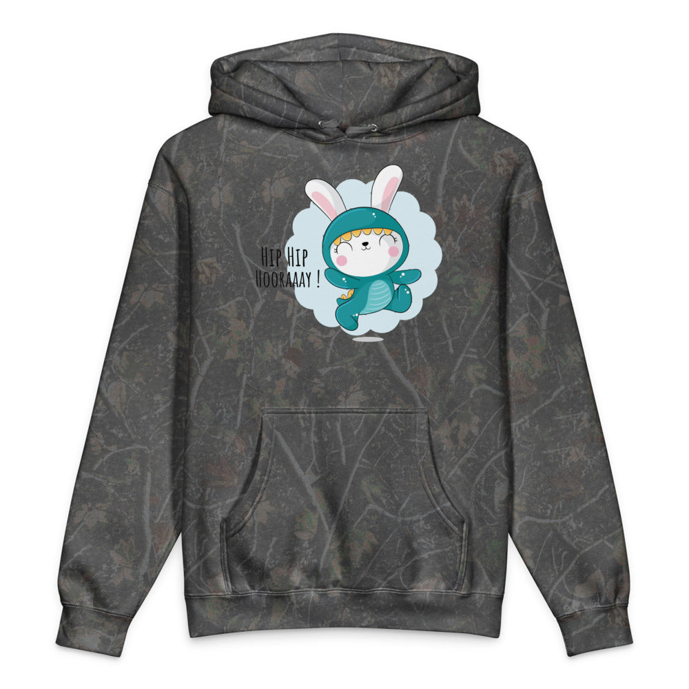 Green rabbit - HIP HIP HOORAAAY | Unisex Heavyweight Hooded Sweatshirt | Independent Trading Co. IND4000