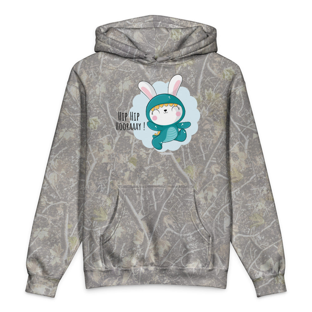 Green rabbit - HIP HIP HOORAAAY | Unisex Heavyweight Hooded Sweatshirt | Independent Trading Co. IND4000