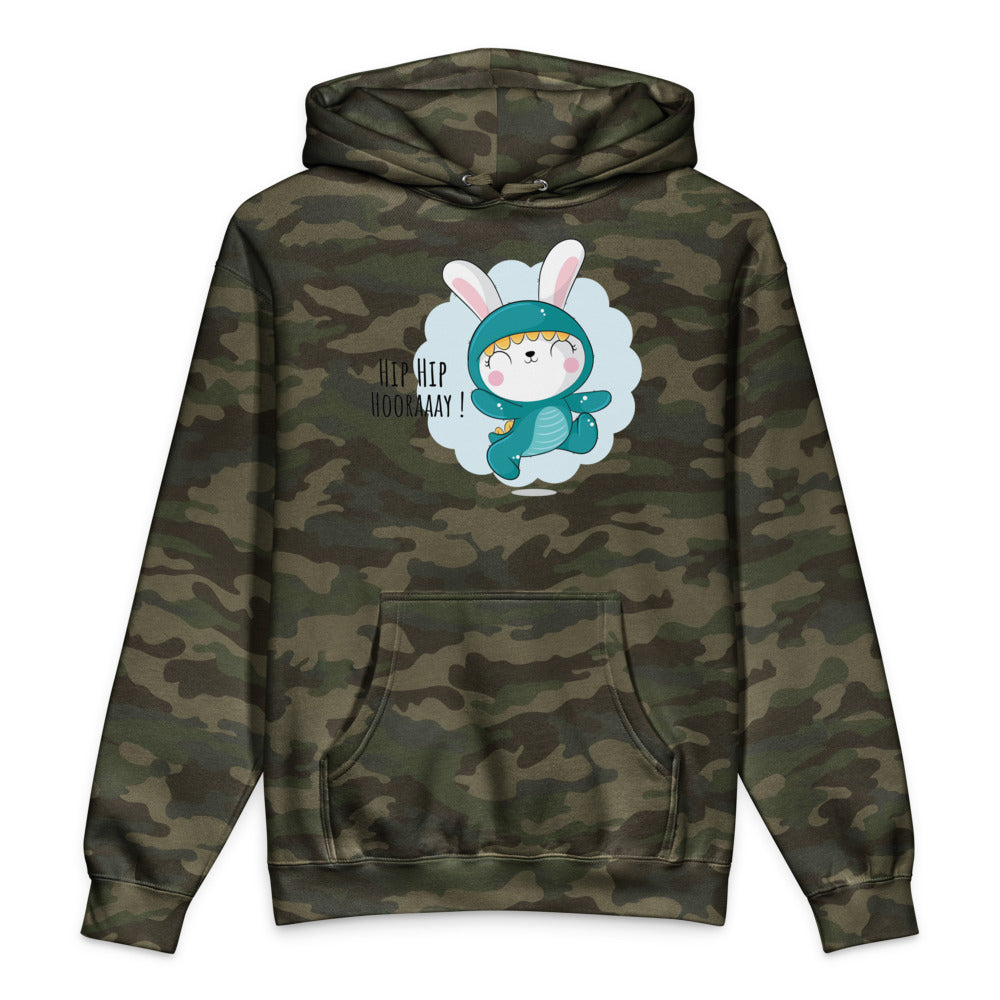 Green rabbit - HIP HIP HOORAAAY | Unisex Heavyweight Hooded Sweatshirt | Independent Trading Co. IND4000