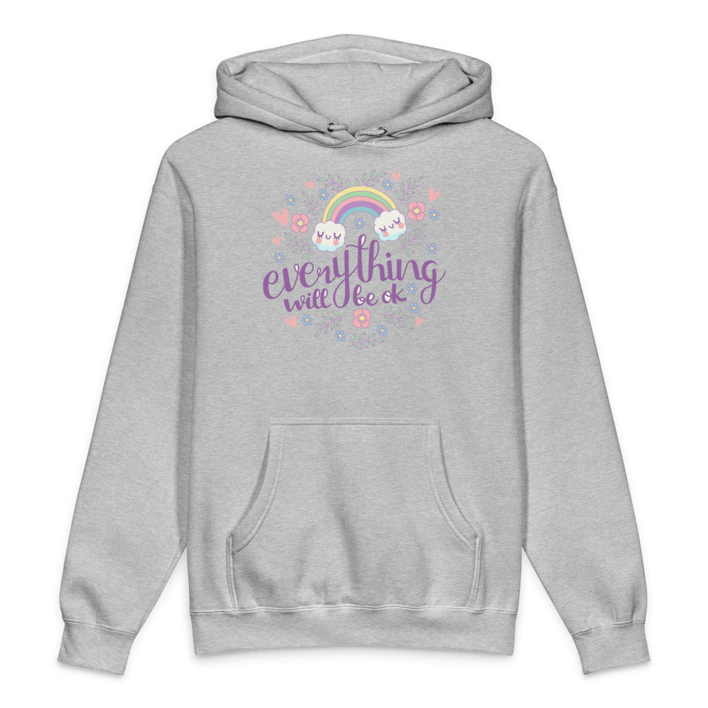 Rainbow - Everything will be ok | Unisex Heavyweight Hooded Sweatshirt | Independent Trading Co. IND4000