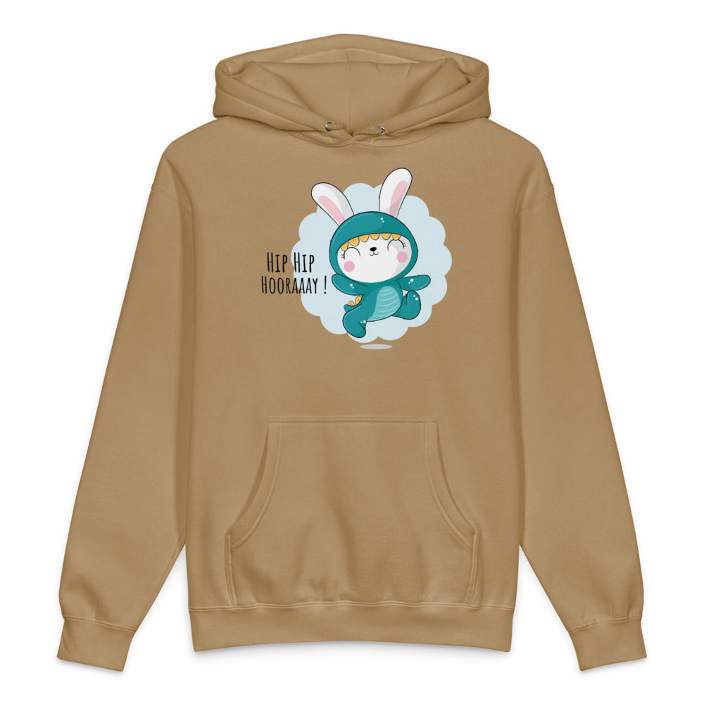 Green rabbit - HIP HIP HOORAAAY | Unisex Heavyweight Hooded Sweatshirt | Independent Trading Co. IND4000
