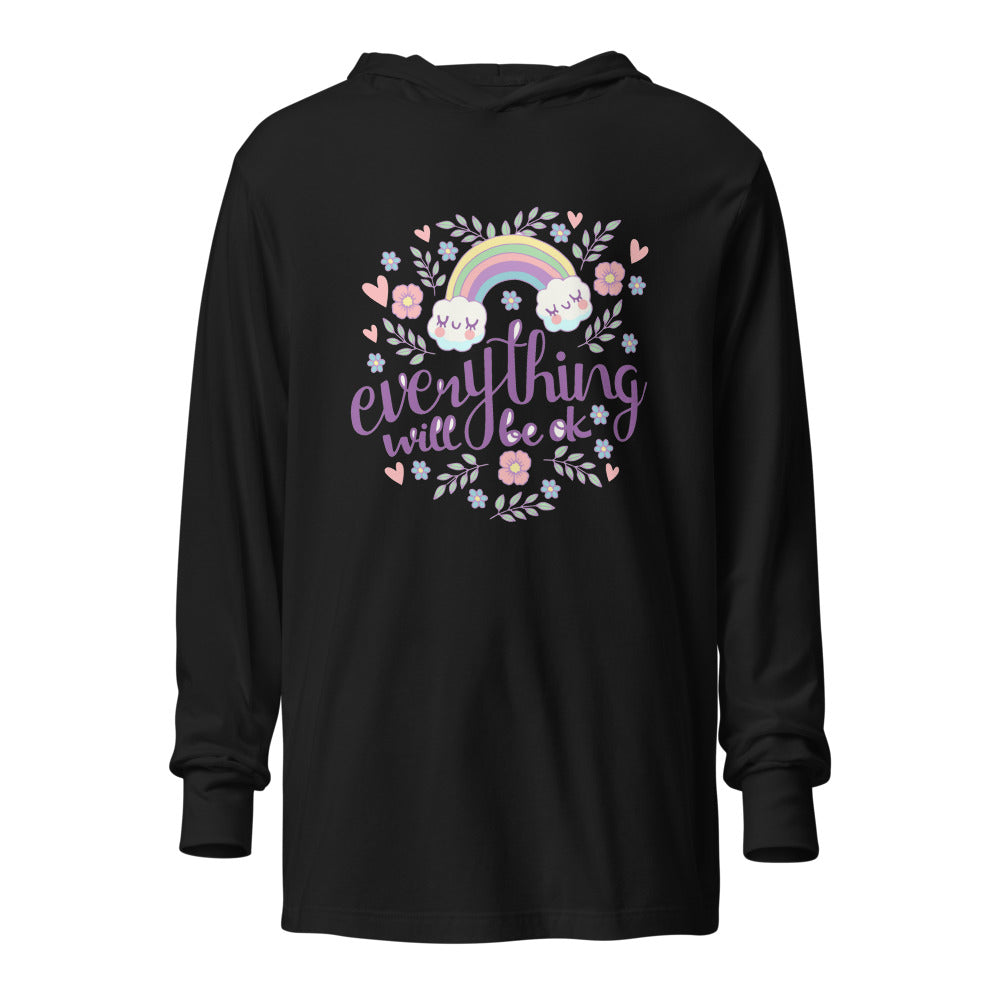 Rainbow - Everything will be ok | Unisex Hooded Long Sleeve Tee | Bella Canvas 3512