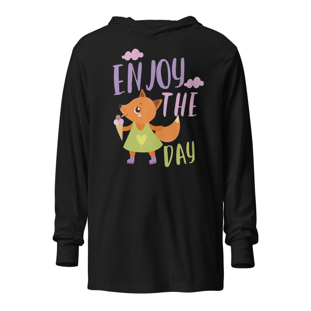 Orange fox - Ẹnoy the day | Unisex Hooded Long Sleeve Tee | Bella Canvas 3512